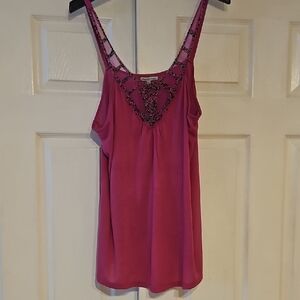 Charlotte Russe Fuschia Beaded Tank Top L
